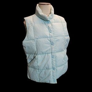 Lands' End Women's Light Blue Sz L 14-16 WATERPROOF PUFFER SYTLE Quilted Vest